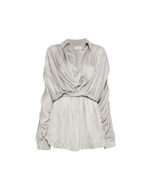 ANDAMANE Gray Gathered Dress