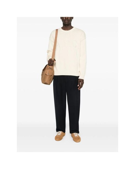 A.P.C. Natural A. P.C. Logo-Detail Crew-Neck Sweater for men
