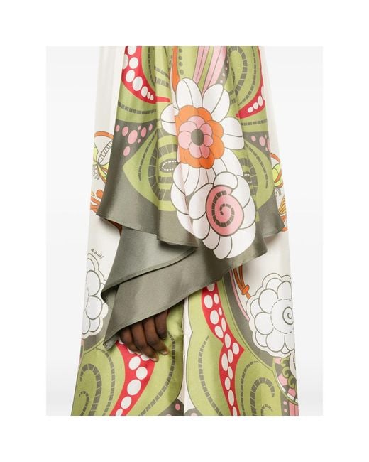 LaDoubleJ Metallic Floral-Print Silk-Satin Maxi Dress