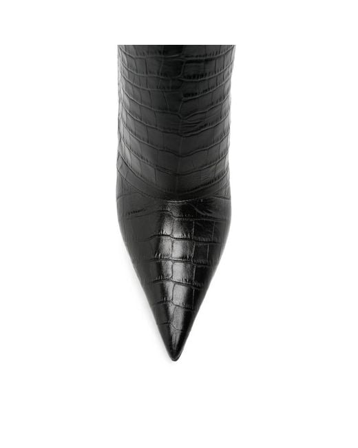 Tom Ford Black Croc-Effect Over-The-Knee Boots