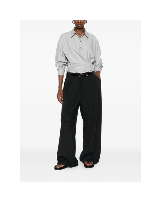 THESTROY Black Flat-Front Trousers