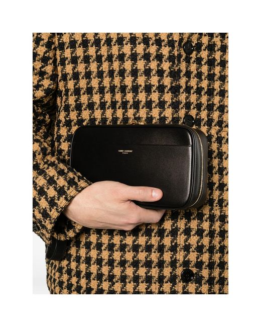 Saint Laurent Black Zip Wristlet Wash Bag for men