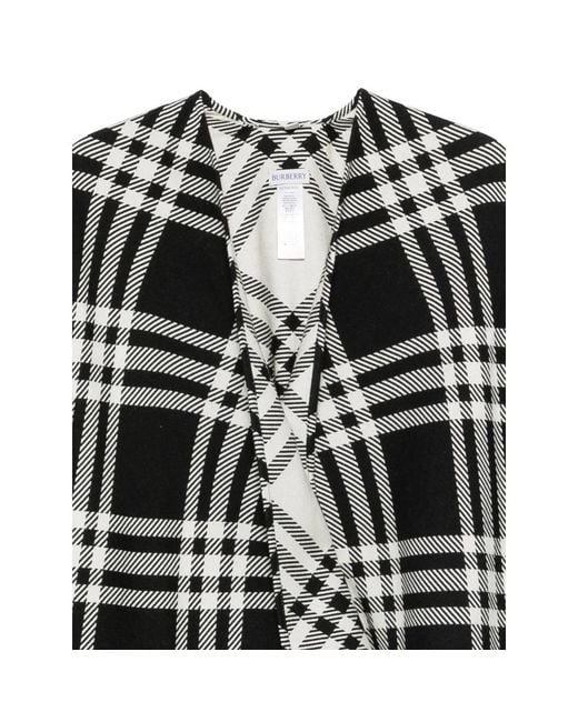 Burberry Black Check Frayed Cape for men