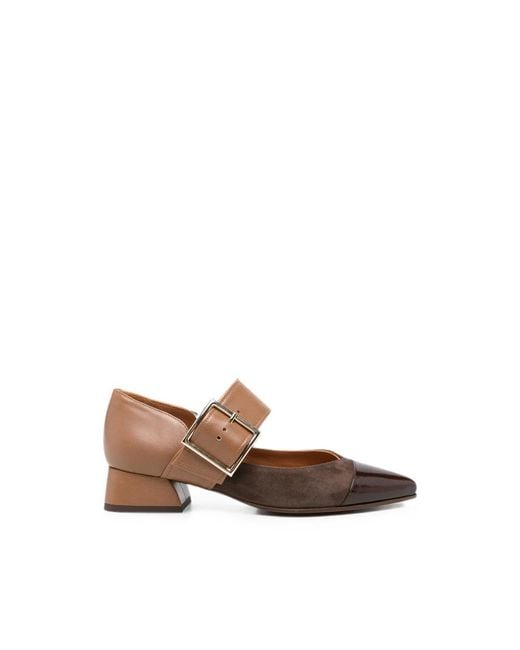 Chie Mihara Brown Hebas Buckle-Strap Pointed-Toe Pumps