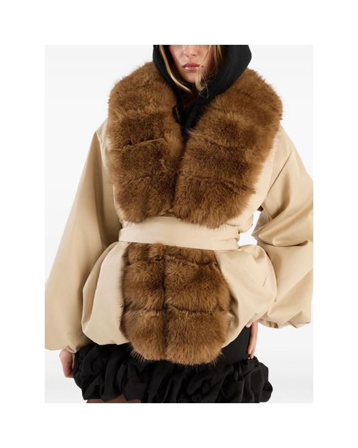 ROTATE BIRGER CHRISTENSEN Natural Trimmed-Collar Belted Jacket