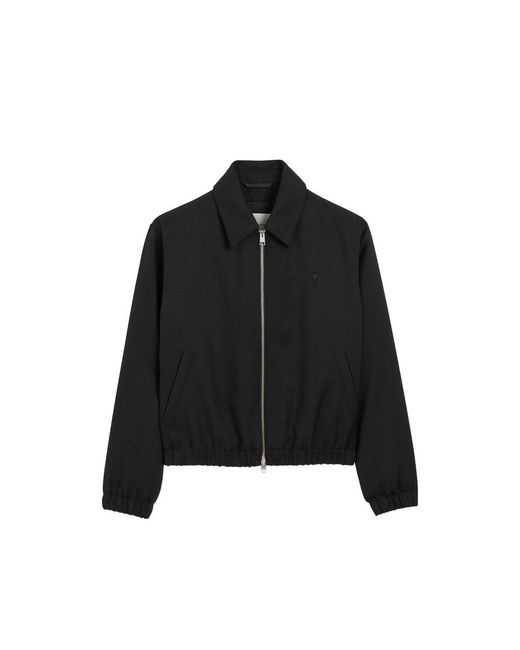 AMI Black Wool Padded Jacket With Ami De Coeur for men