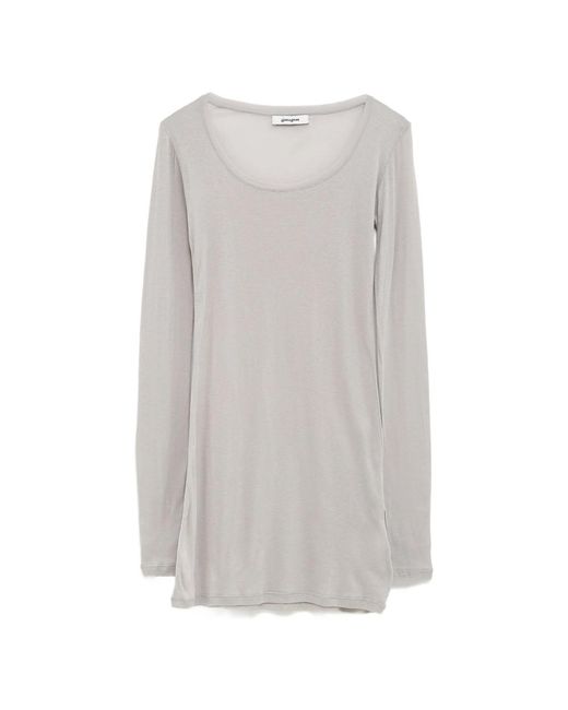 GIMAGUAS Gray Bahmon Scoop-Neck Long-Sleeve Mini Dress