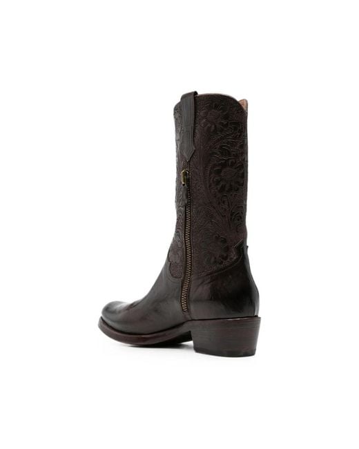 Eraldo Black Martu Floral-Embossed Boots for men