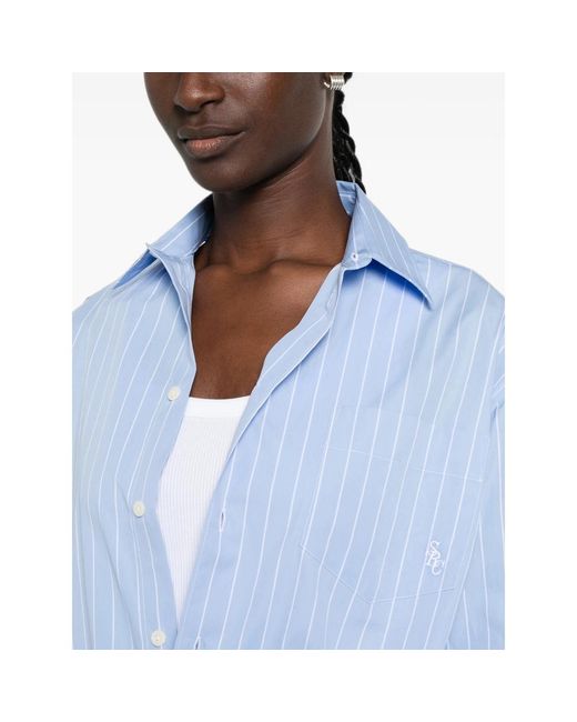 Sporty & Rich Blue Striped Cotton Shirt