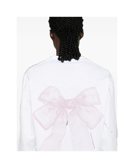 CECILIE BAHNSEN White Lily Logo-Print T-Shirt