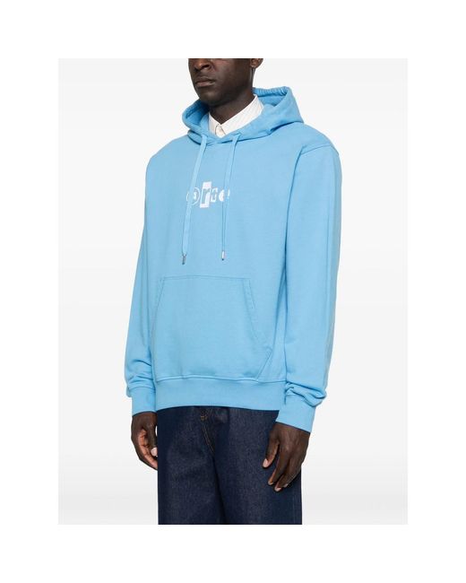 Arte' Blue Logo-Print Drawstring Hoodie for men