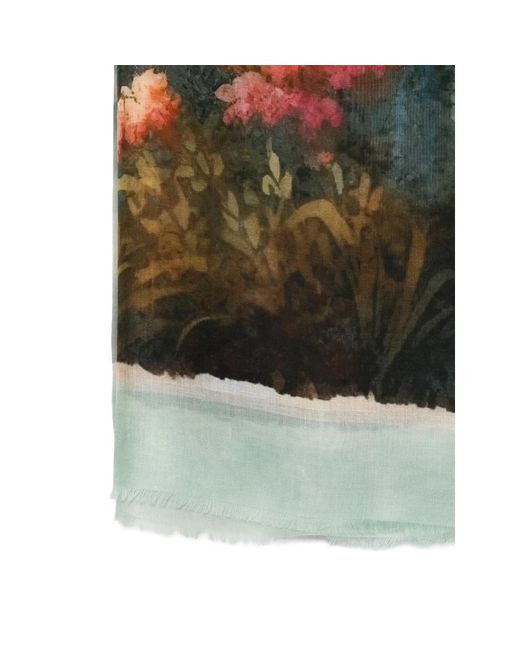 D'Aniello Green Floral Print Scarf