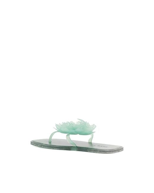 Farm Rio White Floral-Embellished Flip Flops