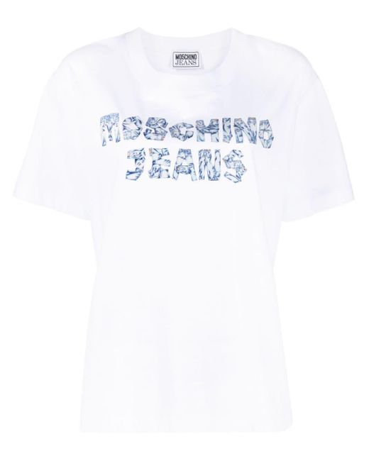 Moschino White Jeans Logo-Print T-Shirt