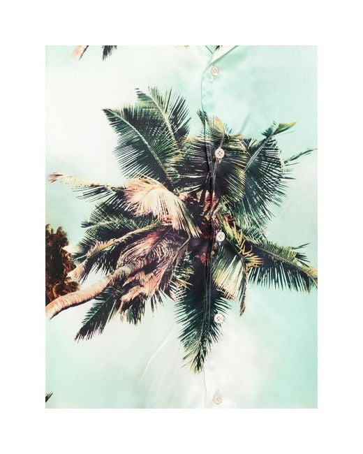 Mazzarelli Green Palm-Print Shirt for men