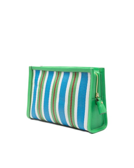 Anya Hindmarch Blue Striped Eye Make Up Bag