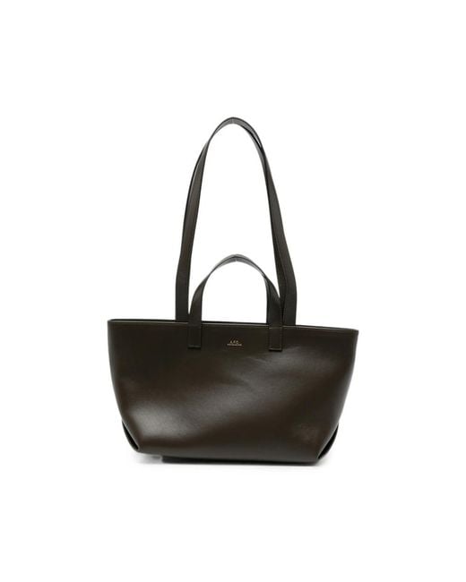 A.P.C. Black A. P.C. Small Drummer Logo-Print Tote Bag