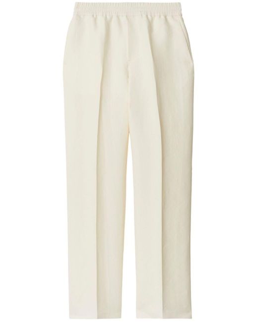 Burberry White Tapered-Leg Canvas Trousers