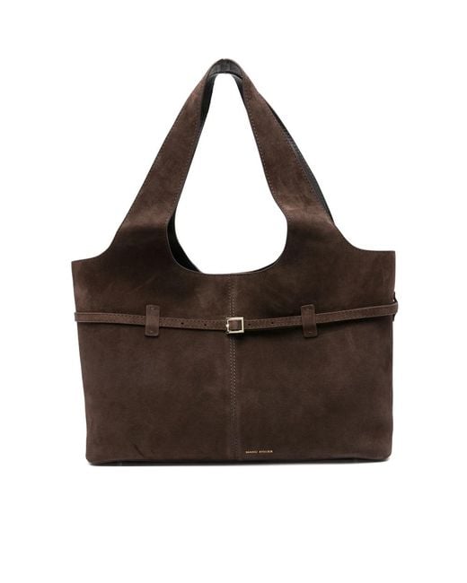 MANU Atelier Brown Buckle-Detail Suede Tote Bag
