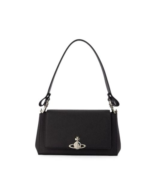 Vivienne Westwood Black Medium Hazel Grained Leather Tote Bag