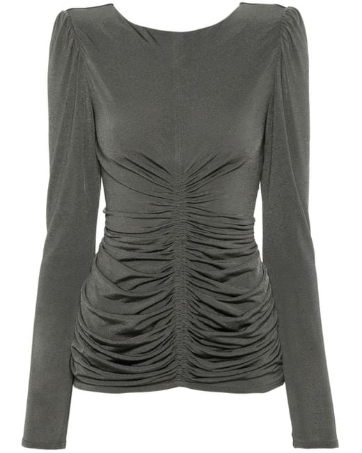 Givenchy Gray Ruched Long-Sleeve Top