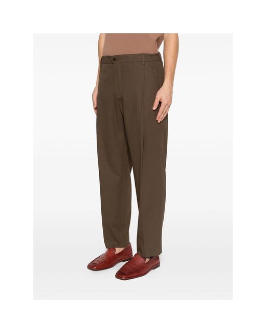BRIGLIA Brown Pleated Trousers for men