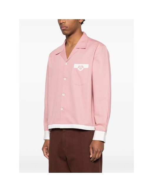 Bode Pink Camp-Collar Pocket Shirt for men