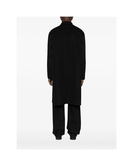 Lardini Black Classic-Collar Button Coat for men