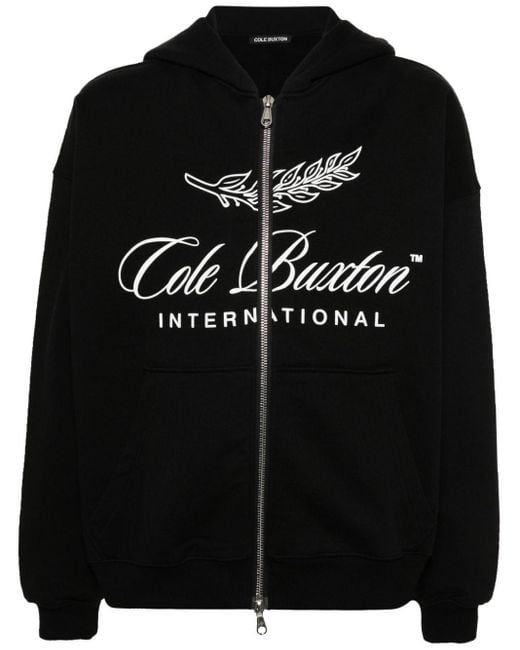 Cole Buxton Black International Logo-Print Hoodie for men