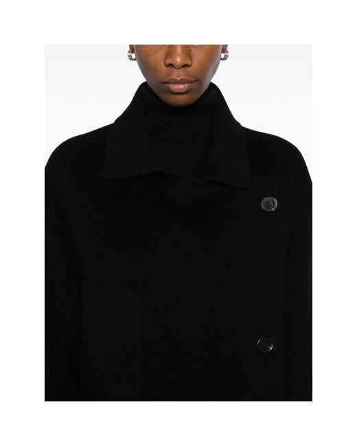 GLOX Black Belted Patch-Pocket Coat