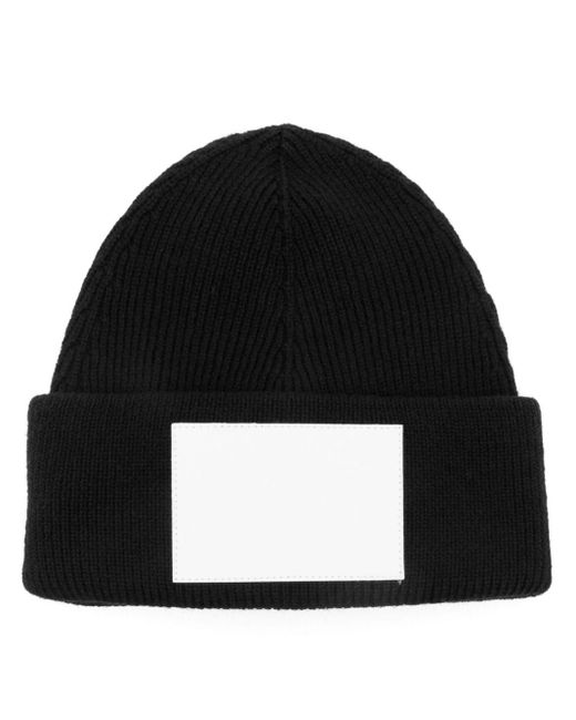 MM6 by Maison Martin Margiela Black Numbers-Motif Knitted Beanie