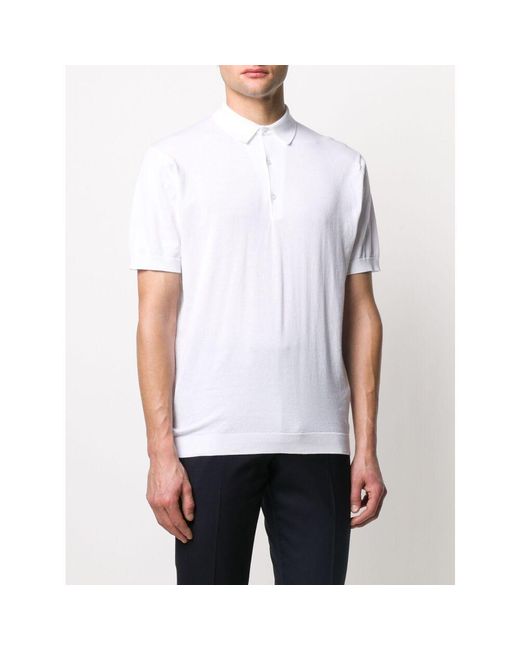 John Smedley White Adrian Polo Shirts for men