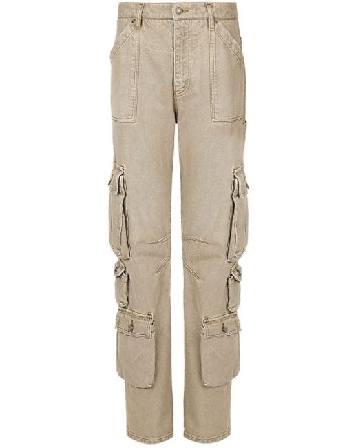Dolce & Gabbana Natural Logo-Plaque Mid-Rise Cargo Jeans