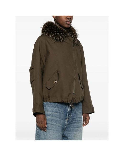 VALENTINI 1972 Brown Faux-Fur Trim Hooded Jacket