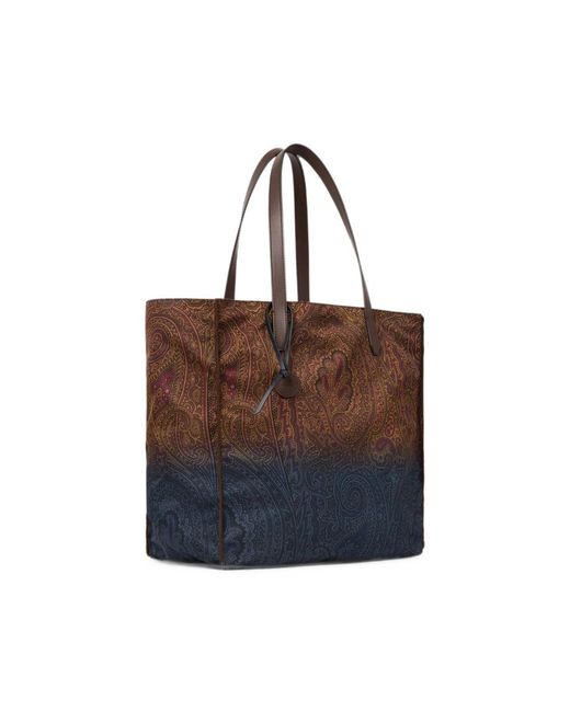 Etro Brown Unfold Me Nylon Tote Bag With Degradé Arnica Motif