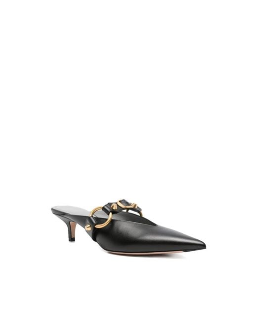 Balenciaga Black City Buckle-Detail Pointed-Toe Mules