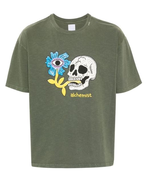 Alchemist Green Graphic-Print Cotton T-Shirt for men