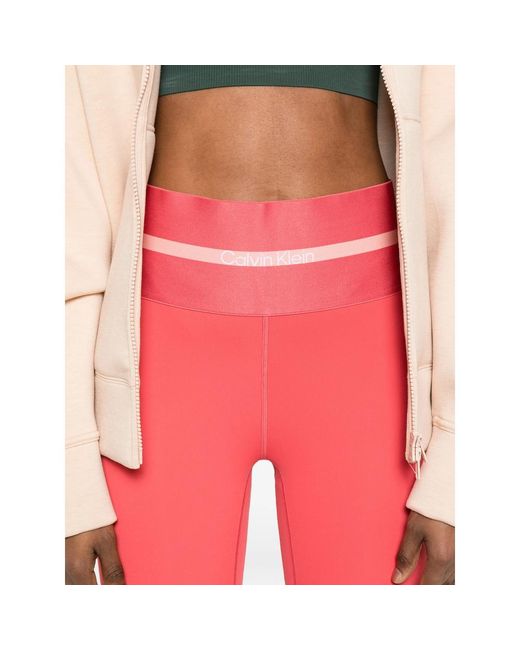 Calvin Klein Red Leggings Logo Detail