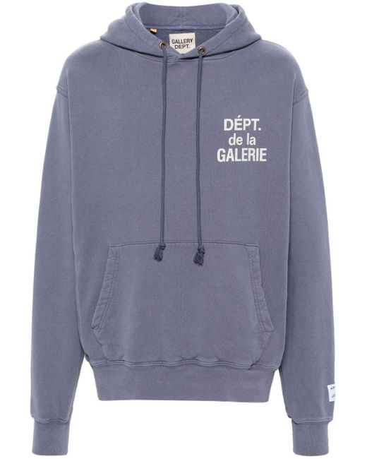 GALLERY DEPT. Blue French-Print Cotton Hoodie for men
