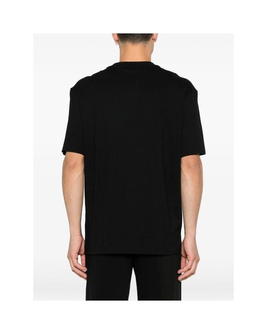 HUGO Black Graphic Print Crew Neck T-Shirt for men