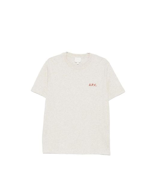 A.P.C. White A. P.C. Logo-Print T-Shirt for men