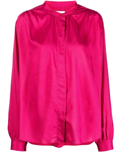 Isabel Marant Pink Striped Band-Collar Shirt