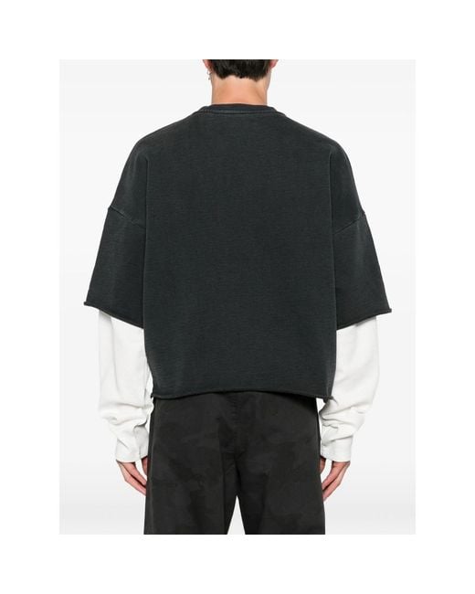 Stay Human On Earth Black Layered Sweatshirt for men