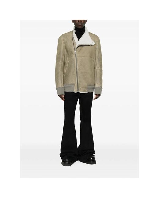 Rick Owens Natural Hollywood Flight Shearling-Lined Leather Jacket for men