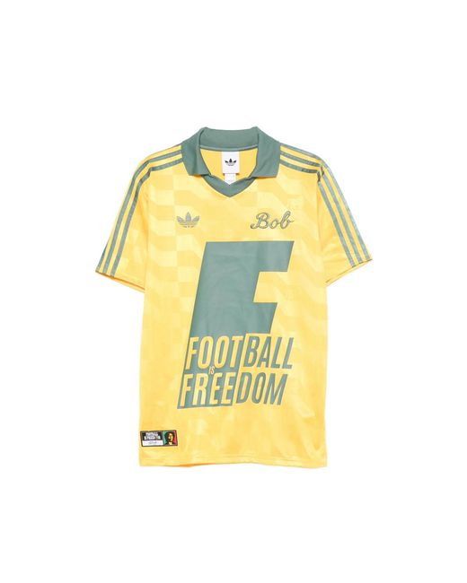 Adidas Yellow Bob Marley Originals Three-Stripe T-Shirt for men