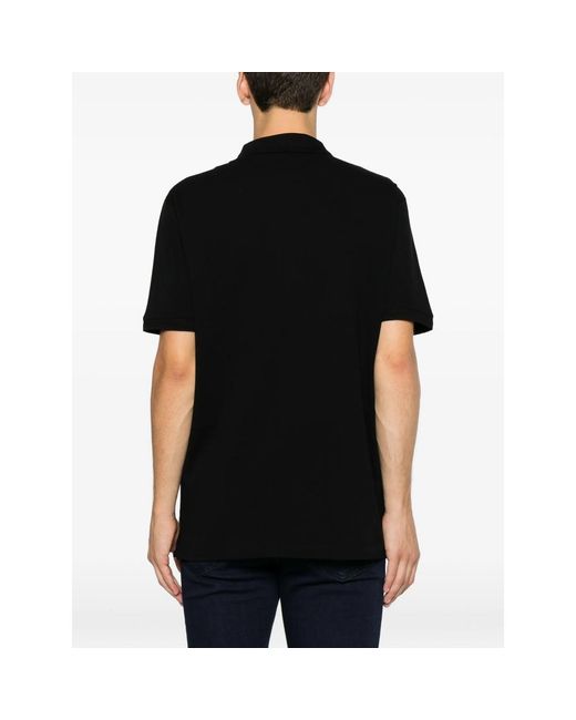 Emporio Armani Black Zip-Fastening Logo-Patch Polo Shirt for men