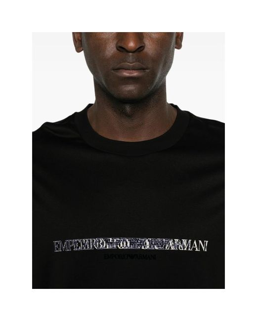 Emporio Armani Black Logo-Print Short-Sleeve T-Shirt for men