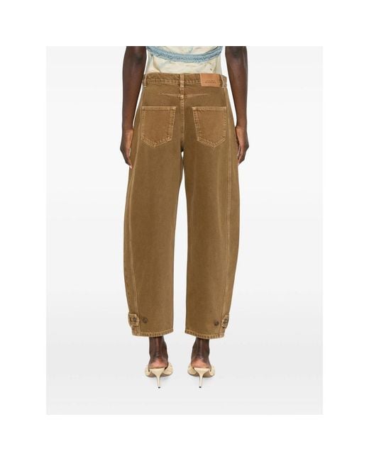 Isabel Marant Brown Leja Seam-Detail Tapered Jeans