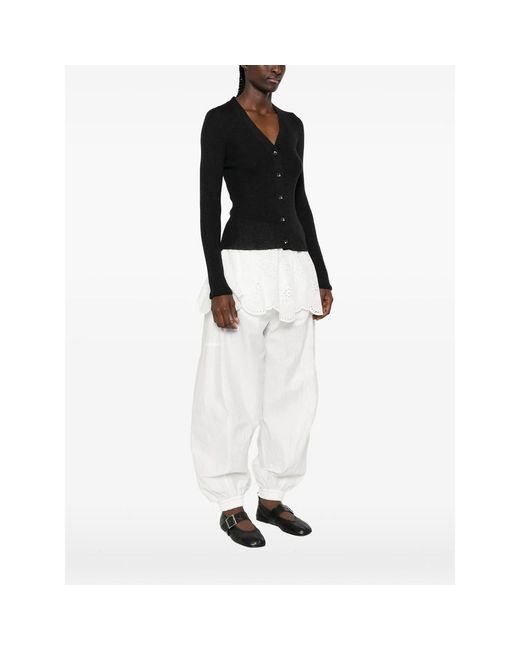 CECILIE BAHNSEN Black Ribbed-Knit V-Neck Cardigan