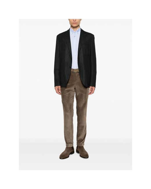 PT Torino Brown Corduroy-Texture Turned-Up Trousers for men